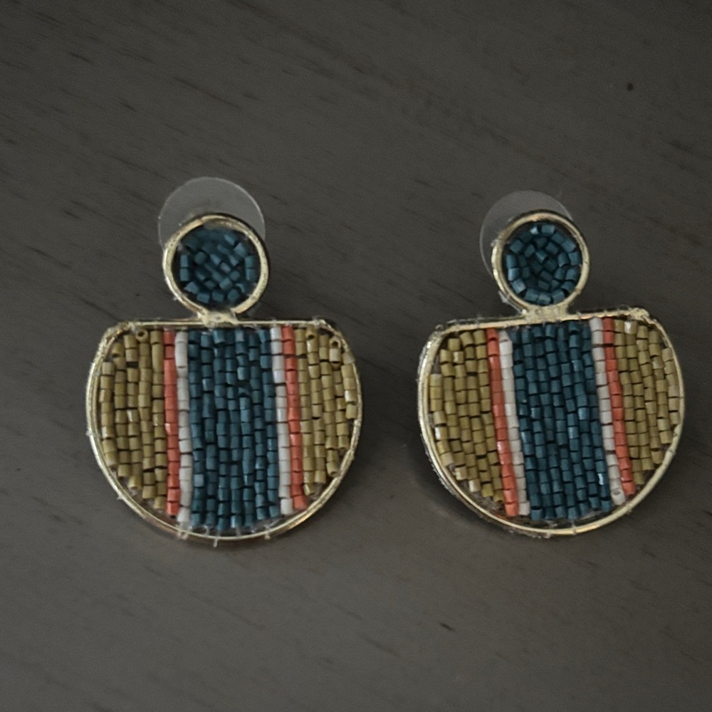 Ink and alloy beaded earrings